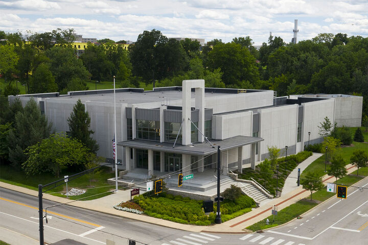 Aerial photo of the Ray E. Cramer Marching Hundred Hall building.